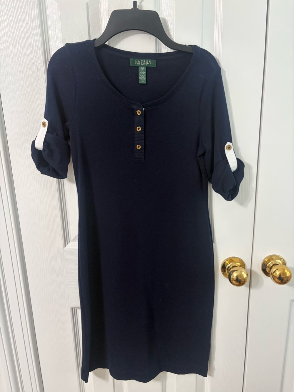 Ralph Lauren Navy Henley Knit Dress